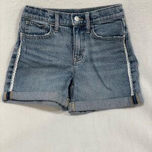 High-Waisted Lace-Trim Double-Rolled-Cuff Midi girl Shorts